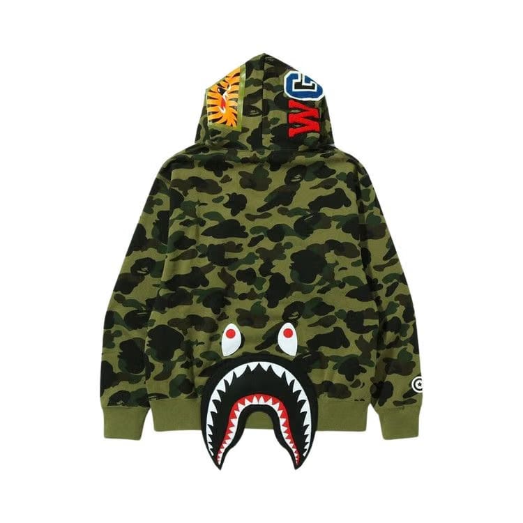 BAPE 1st Camo Shark Relaxed Fit Fullover Hoodie Green