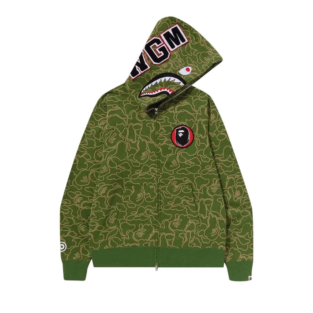 BAPE 30th Anniversary Line Camo Shark Full Zip Hoodie Green