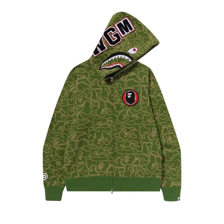 BAPE 30th Anniversary Line Camo Shark Full Zip Hoodie Green