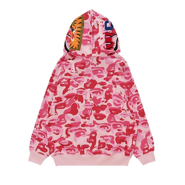 BAPE x KidSuper Camo Shark Full Zip Hoodie Pink
