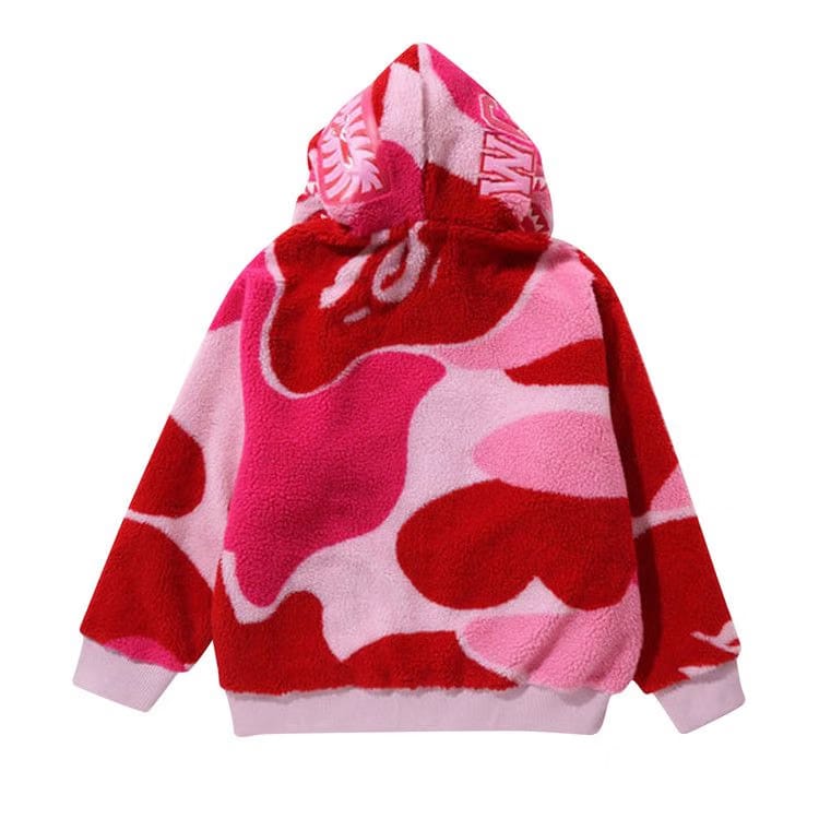BAPE Mega ABC Camo Shark Boa Hoodie Pink