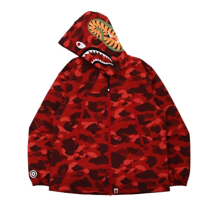 BAPE Color Camo Shark Hoodie Jacket Red
