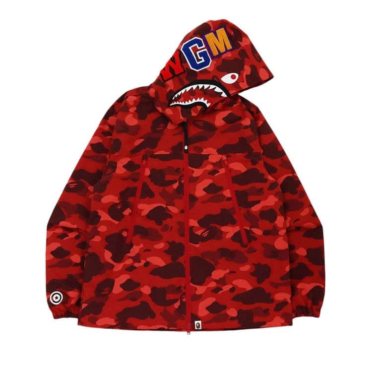 BAPE Color Camo Shark Hoodie Jacket Red