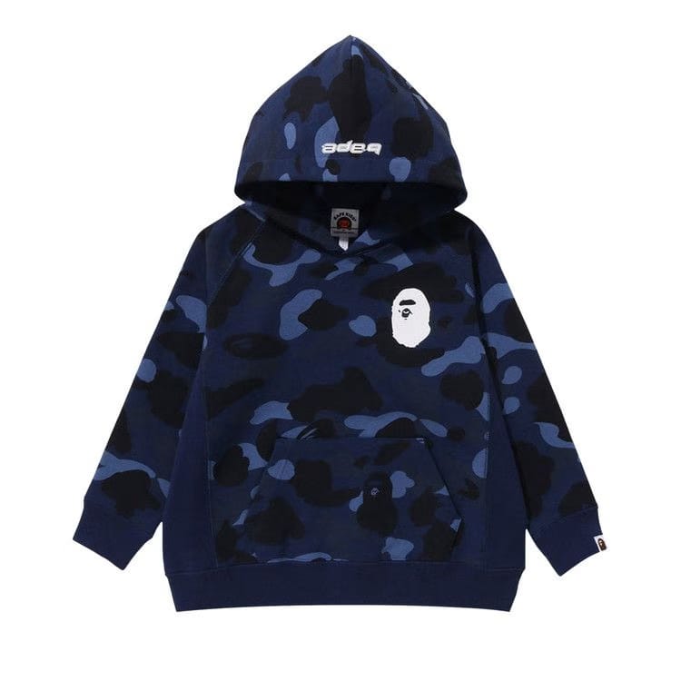 BAPE Kids Color Camo Ape Head Pullover Hoodie Navy
