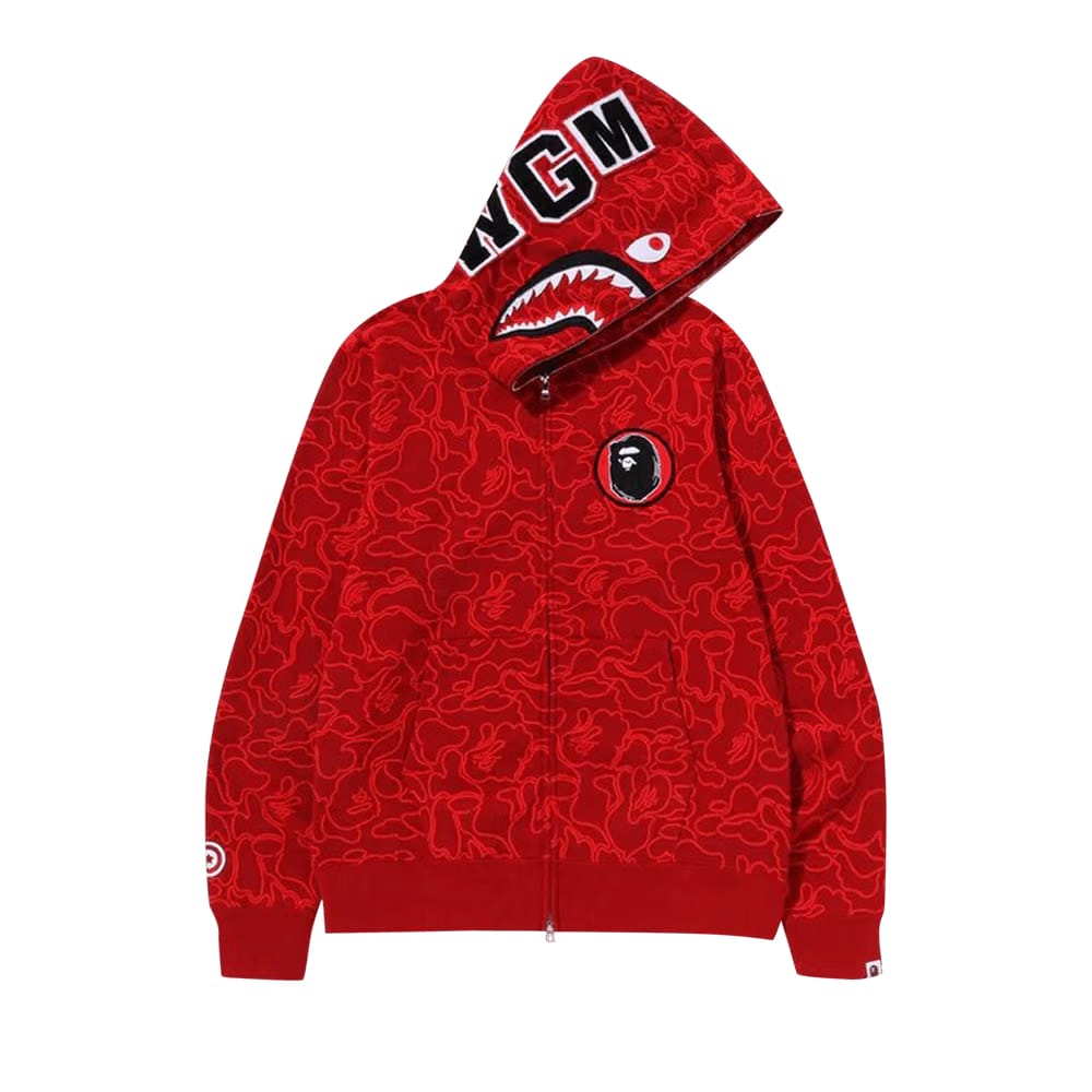 BAPE 30th Anniversary Line Camo Shark Full Zip Hoodie Red