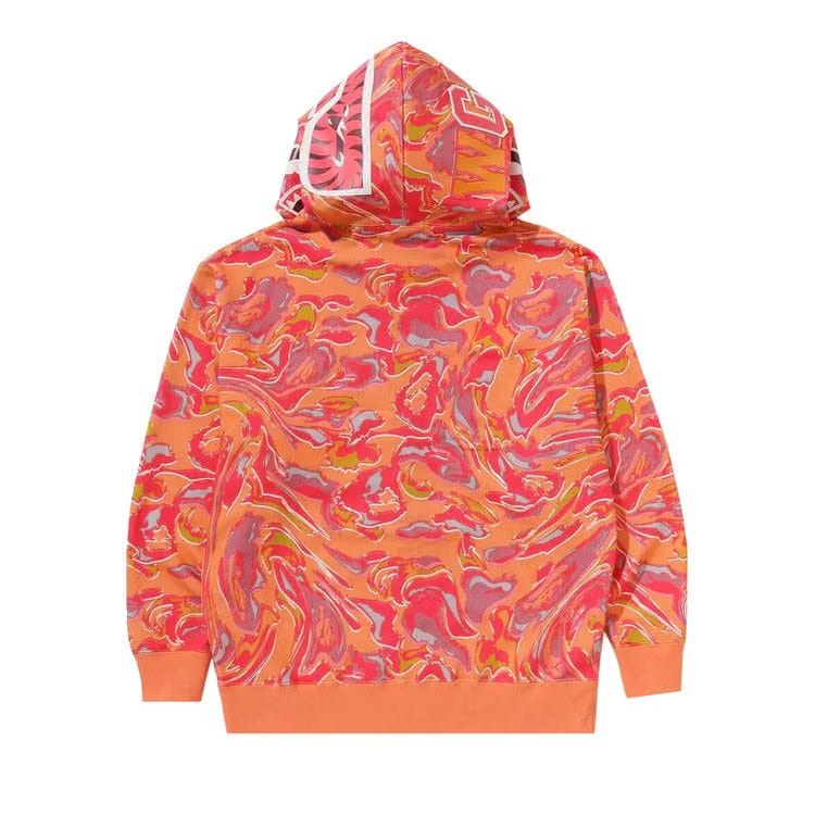 BAPE Marbling Camo Shark Relaxed Fit Full Zip Hoodie Orange