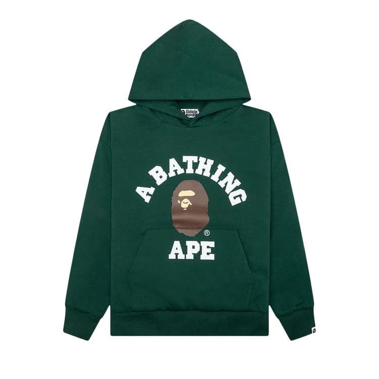 BAPE College Puffy Relaxed Fit Pullover Hoodie Green