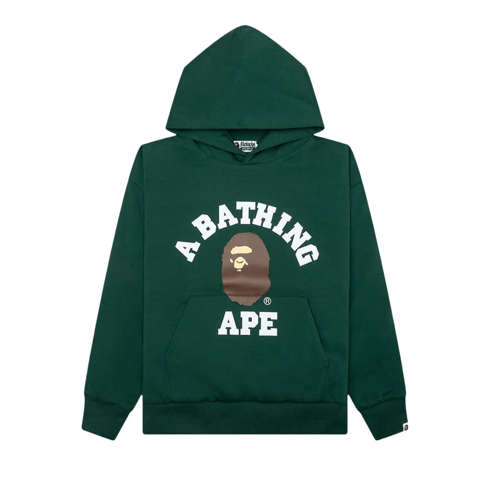 BAPE College Puffy Relaxed Fit Pullover Hoodie Green