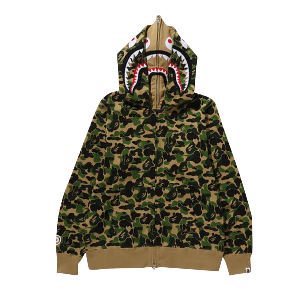 BAPE ABC Camo Double Shark Full Zip Hoodie Green