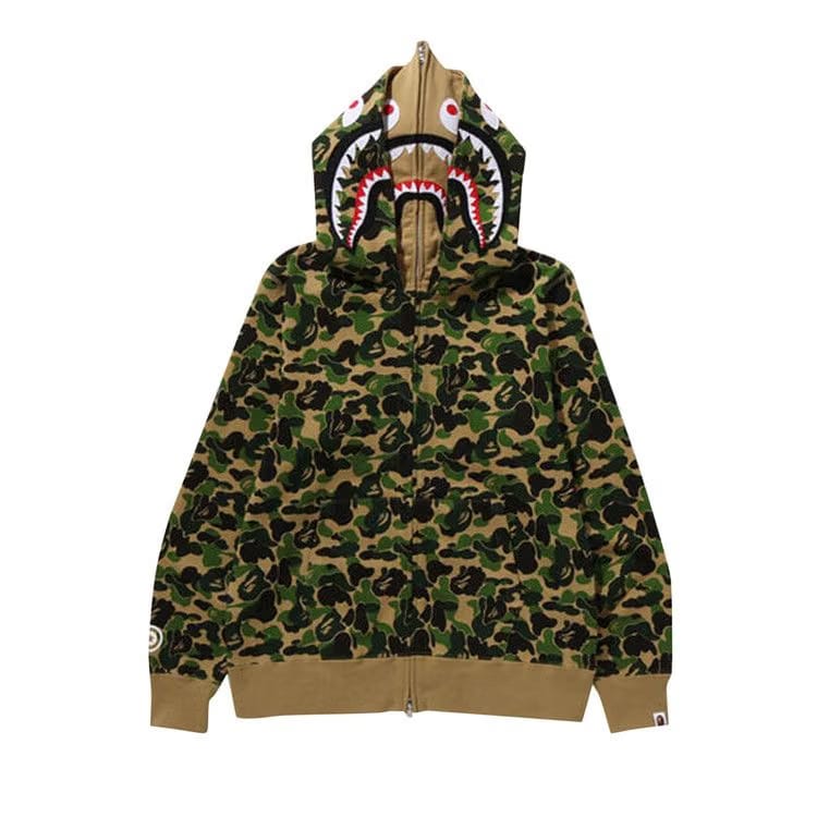BAPE ABC Camo Double Shark Full Zip Hoodie Green