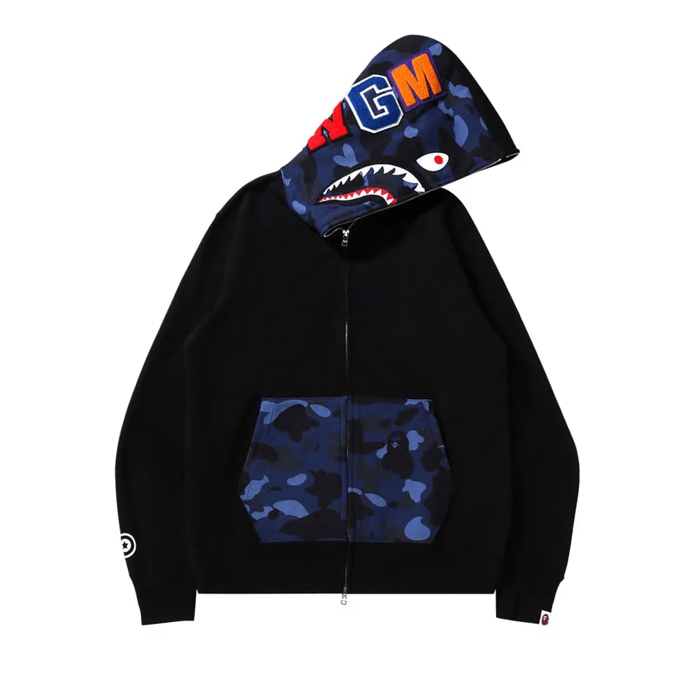BAPE Color Camo Shark Full Zip Hoodie Black/Blue