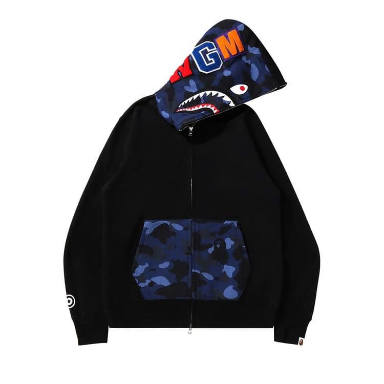 BAPE Color Camo Shark Full Zip Hoodie Black/Blue