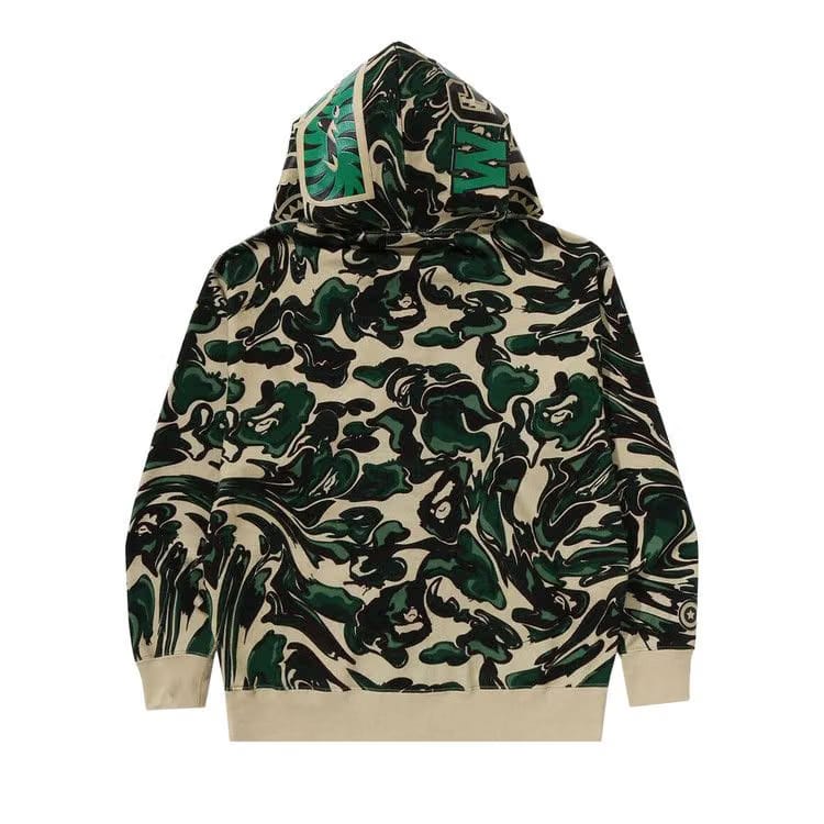 BAPE Marbling Camo Shark Relaxed Fit Full Zip Hoodie Green