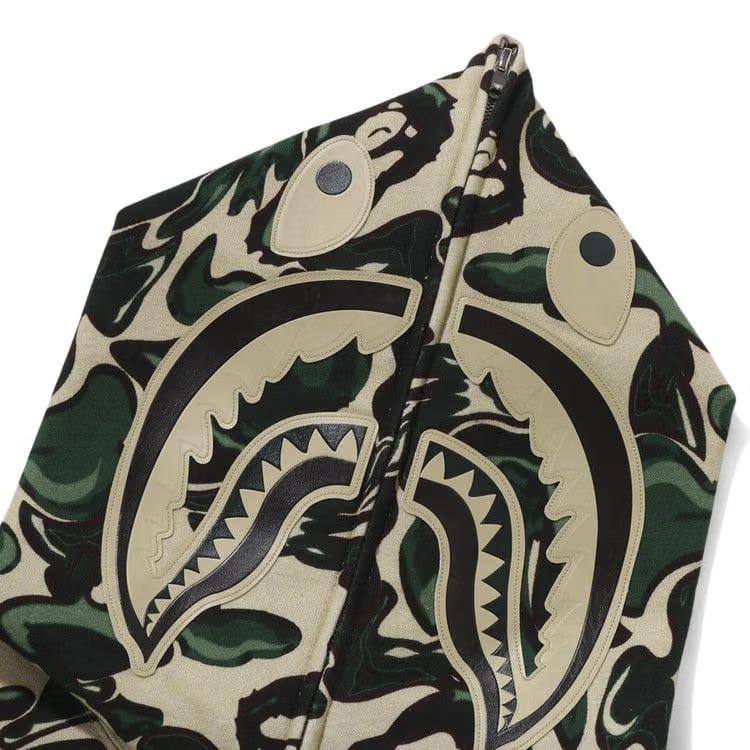 BAPE Marbling Camo Shark Relaxed Fit Full Zip Hoodie Green