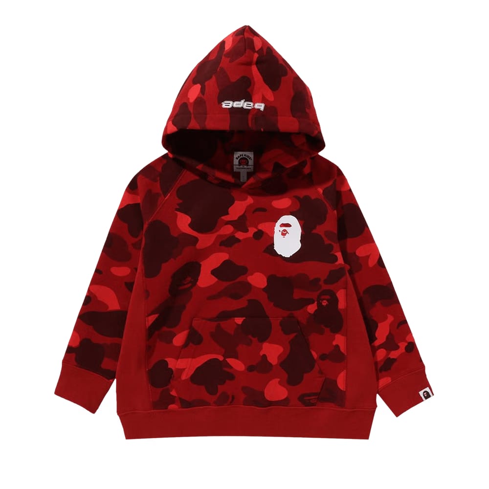 BAPE Kids Color Camo Ape Head Pullover Hoodie Red