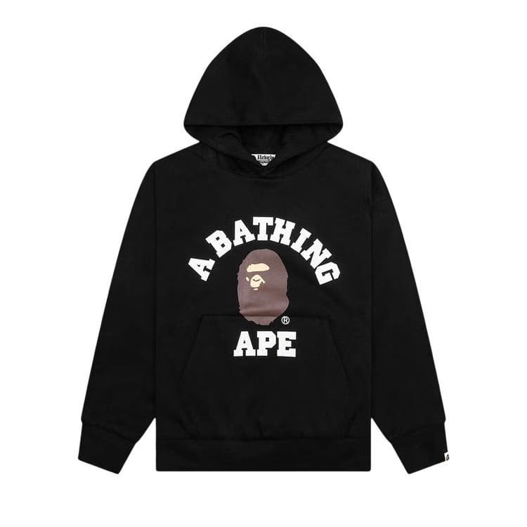 BAPE College Puffy Relaxed Fit Pullover Hoodie Black