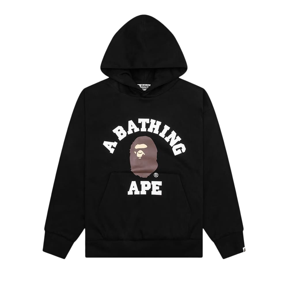 BAPE College Puffy Relaxed Fit Pullover Hoodie Black