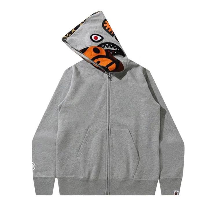 BAPE Milo Shark Full Zip Hoodie Grey
