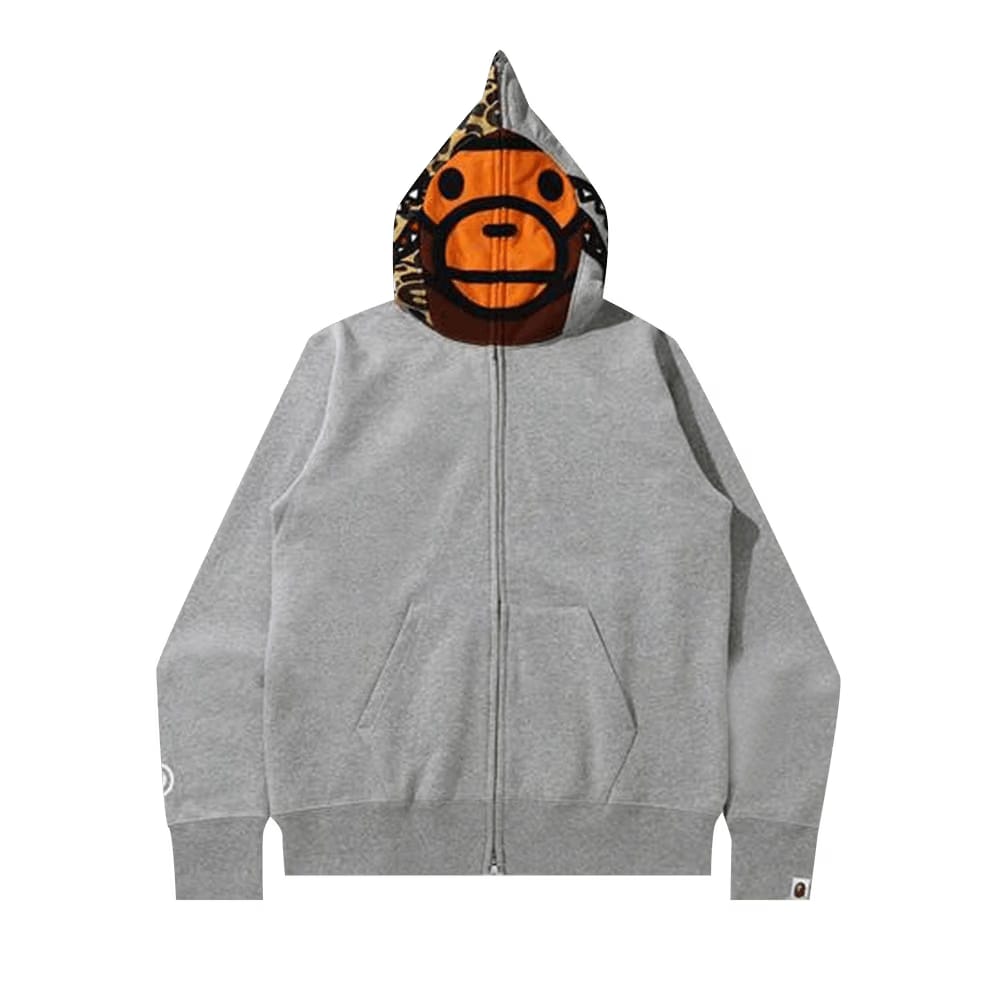 BAPE Milo Shark Full Zip Hoodie Grey