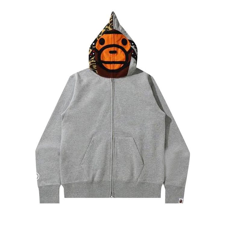 BAPE Milo Shark Full Zip Hoodie Grey