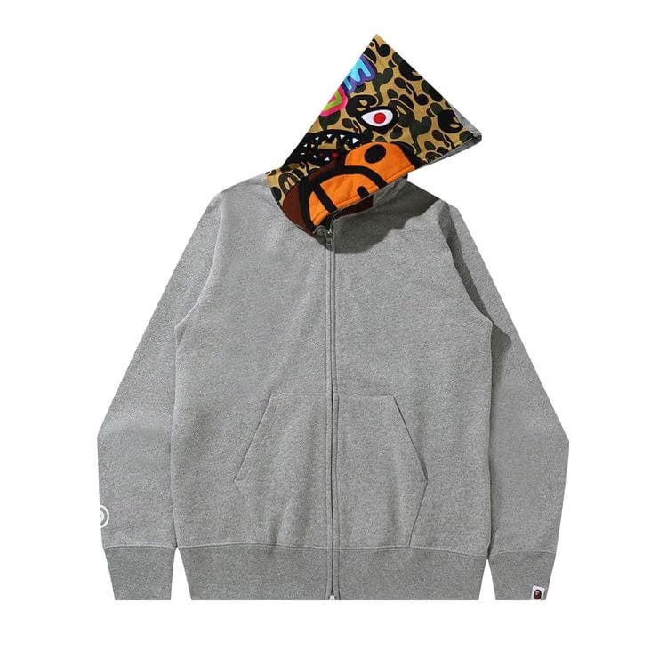BAPE Milo Shark Full Zip Hoodie Grey
