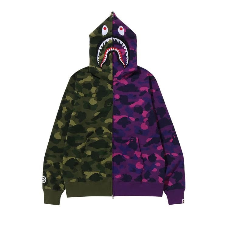 BAPE Color Camo Shark Full Zip Hoodie Green/Purple