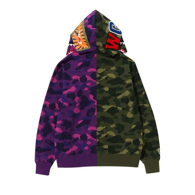 BAPE Color Camo Shark Full Zip Hoodie Green/Purple