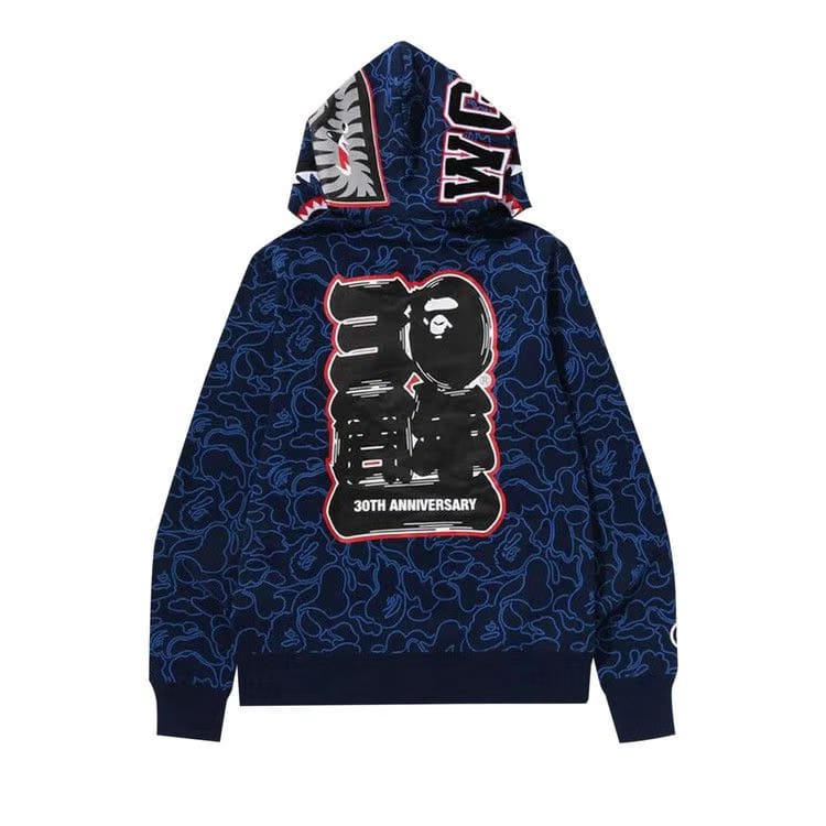 BAPE 30th Anniversary Line Camo Shark Full Zip Hoodie Navy