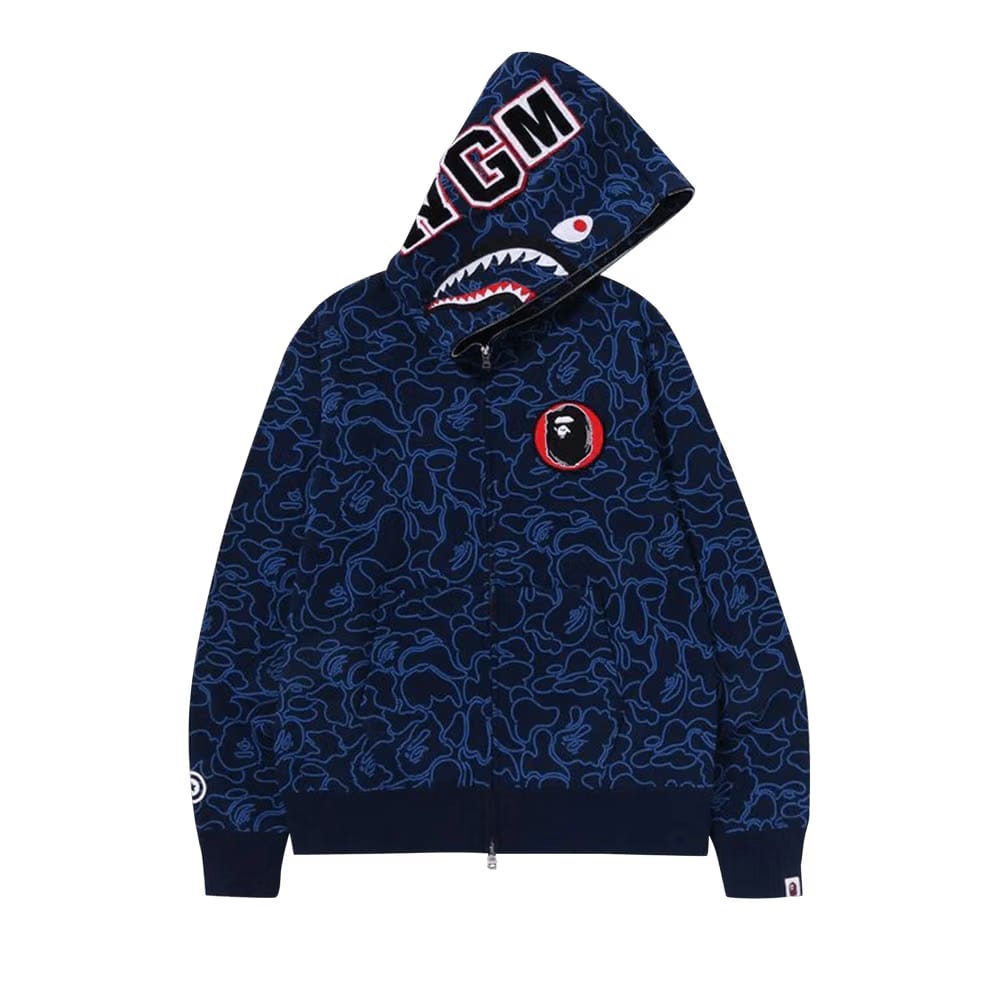 BAPE 30th Anniversary Line Camo Shark Full Zip Hoodie Navy
