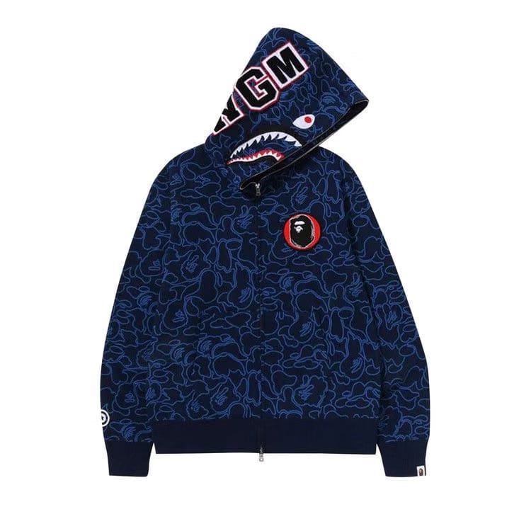 BAPE 30th Anniversary Line Camo Shark Full Zip Hoodie Navy