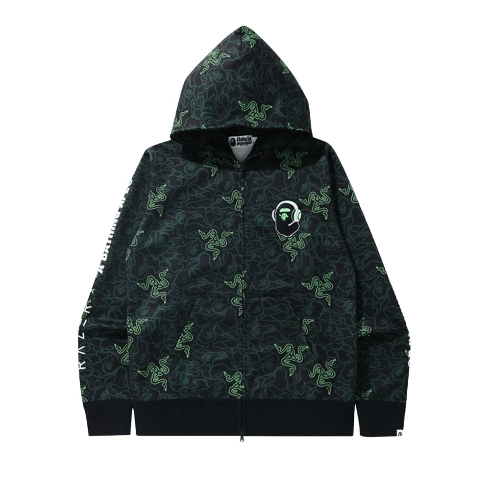 BAPE x Razer Neon Camo Full Zip Hoodie Green