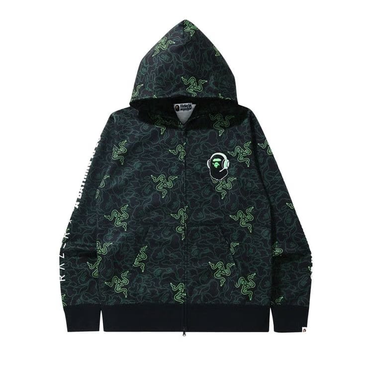 BAPE x Razer Neon Camo Full Zip Hoodie Green