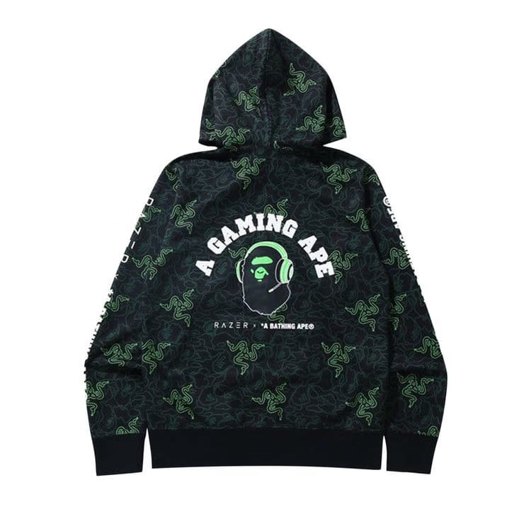 BAPE x Razer Neon Camo Full Zip Hoodie Green