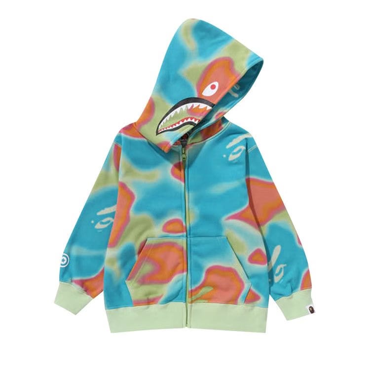 BAPE Kids Liquid Camo Shark Zip Hoodie Green