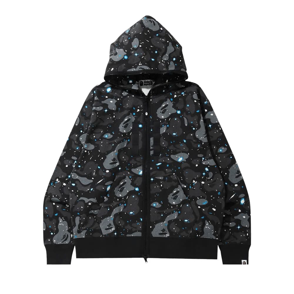 BAPE Relaxed Space Camo Full Zip Hoodie Black
