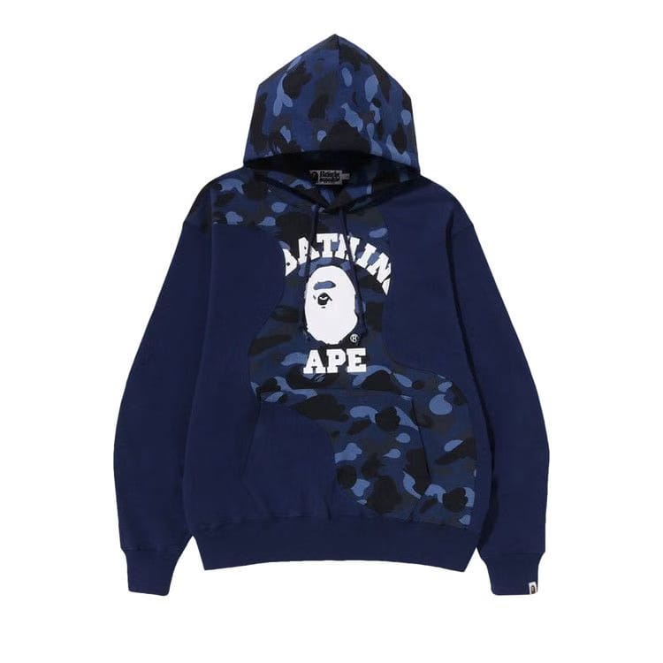 BAPE Color Camo College Cutting Relaxed Fit Hoodie Navy