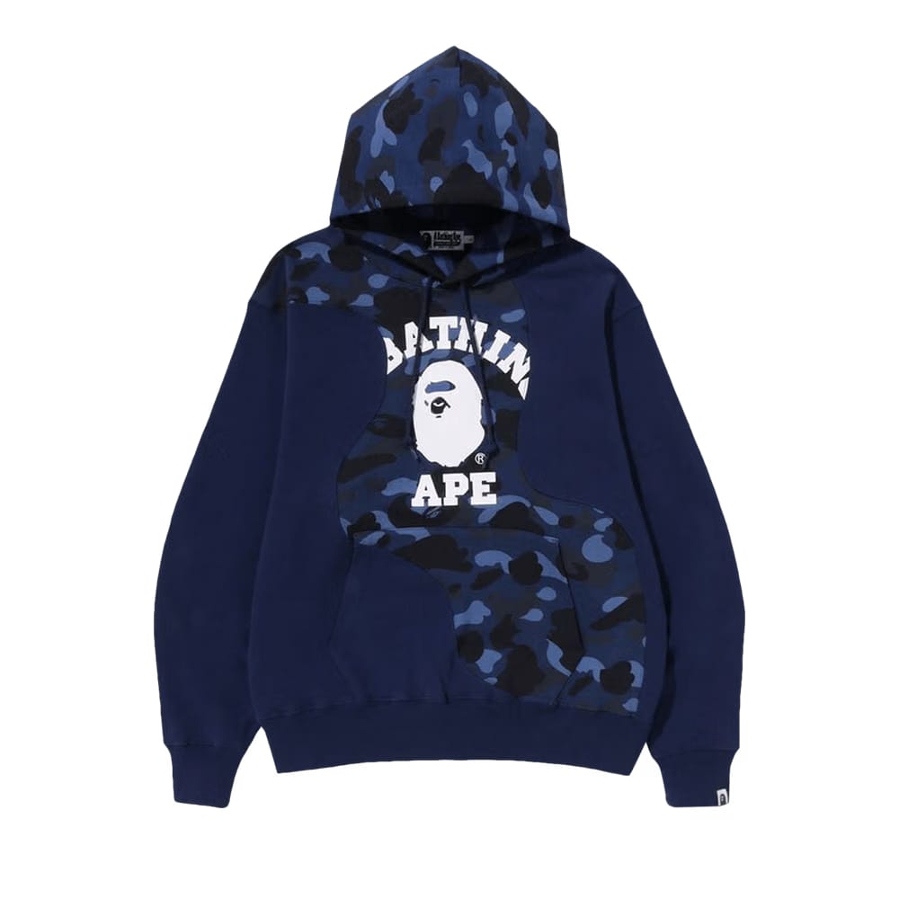 BAPE Color Camo College Cutting Relaxed Fit Hoodie Navy
