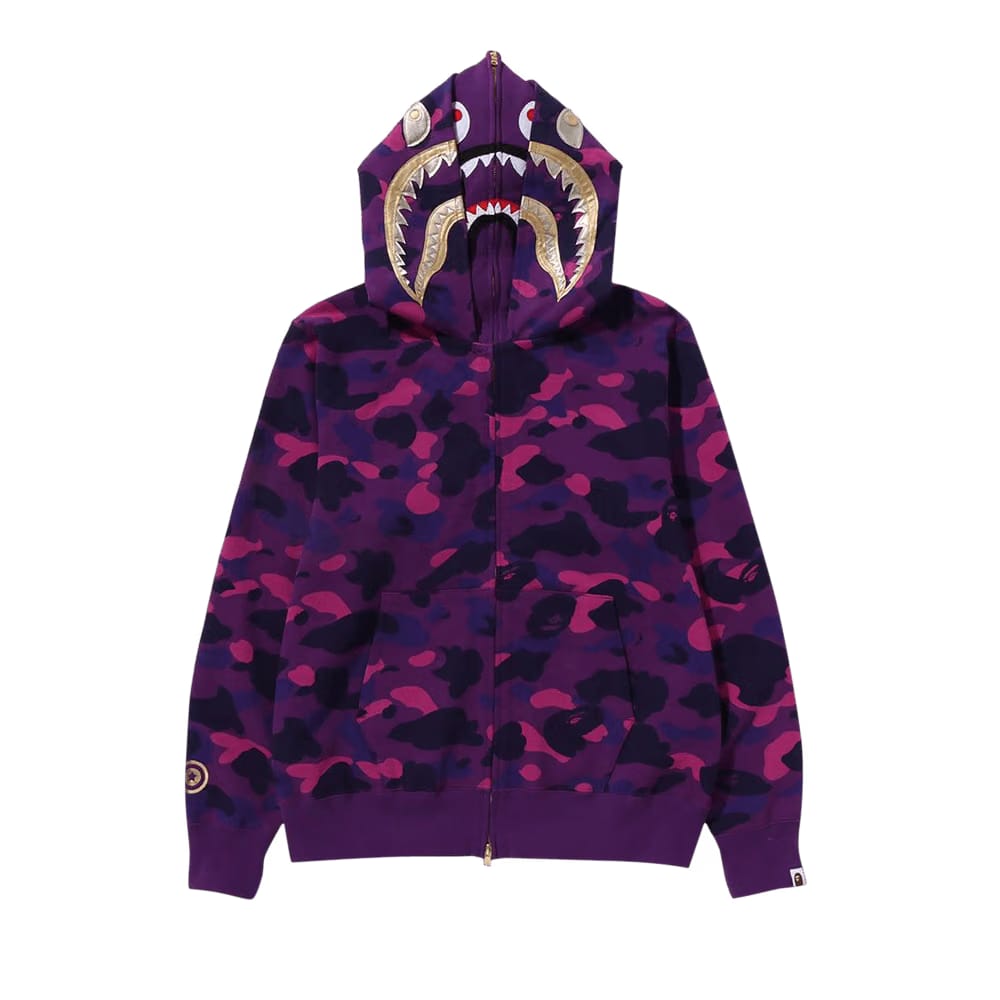 BAPE Color Camo Double Shark Full Zip Hoodie Purple
