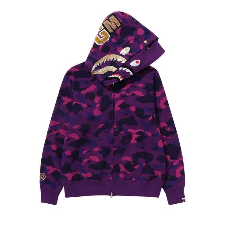 BAPE Color Camo Double Shark Full Zip Hoodie Purple