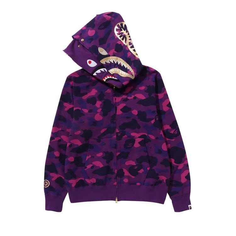 BAPE Color Camo Double Shark Full Zip Hoodie Purple