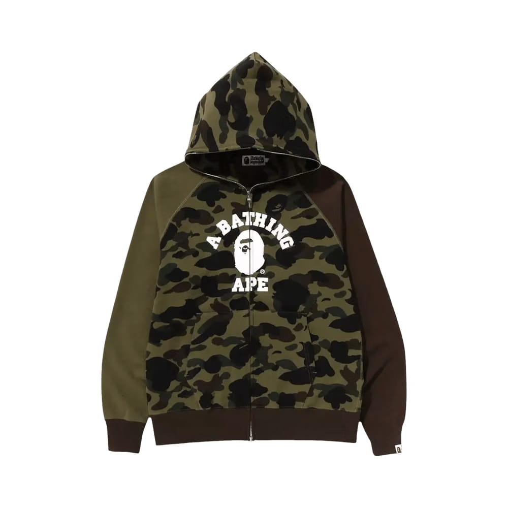 BAPE 1st Camo Crazy College Full Zip Hoodie Green