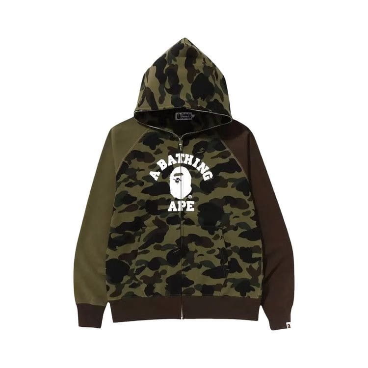 BAPE 1st Camo Crazy College Full Zip Hoodie Green