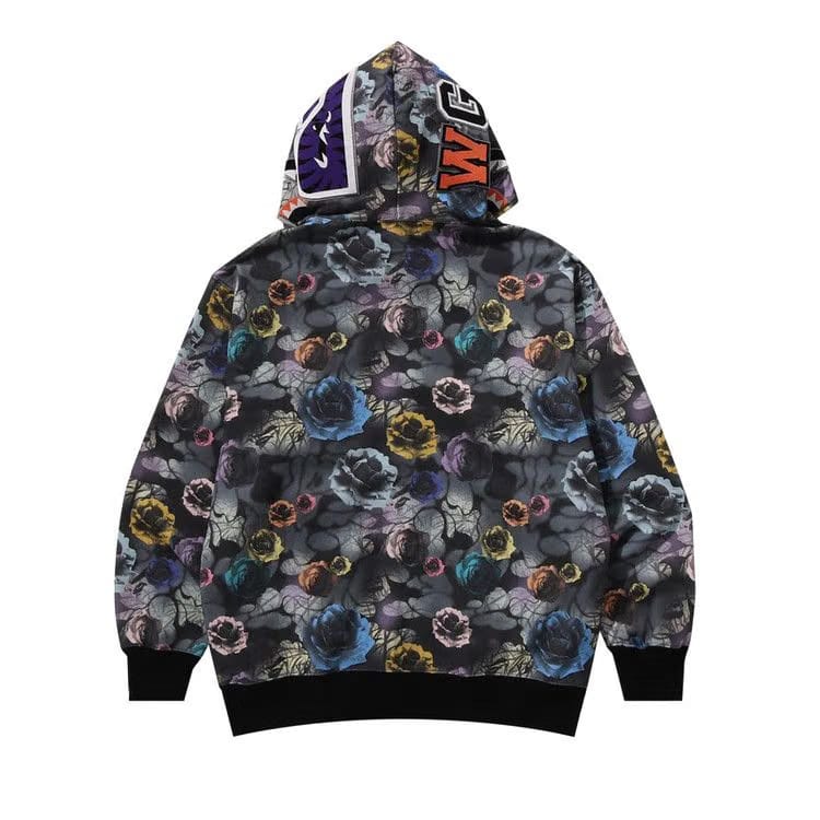 BAPE Floral Camo Shark Relaxed Fit Full Zip Hoodie Black