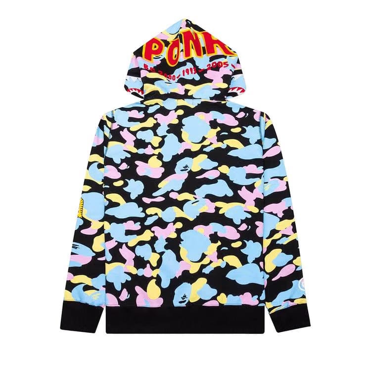 BAPE Multi Camo 2nd Shark Full Zip Hoodie Black