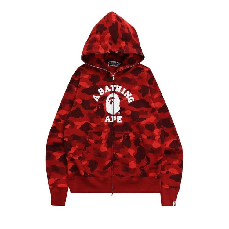 BAPE Color Camo College Full Zip Hoodie Red