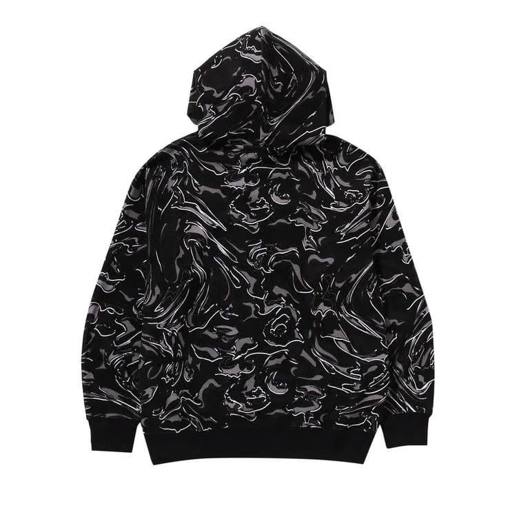 BAPE Marbling Camo Relaxed Fit Pullover Hoodie Black