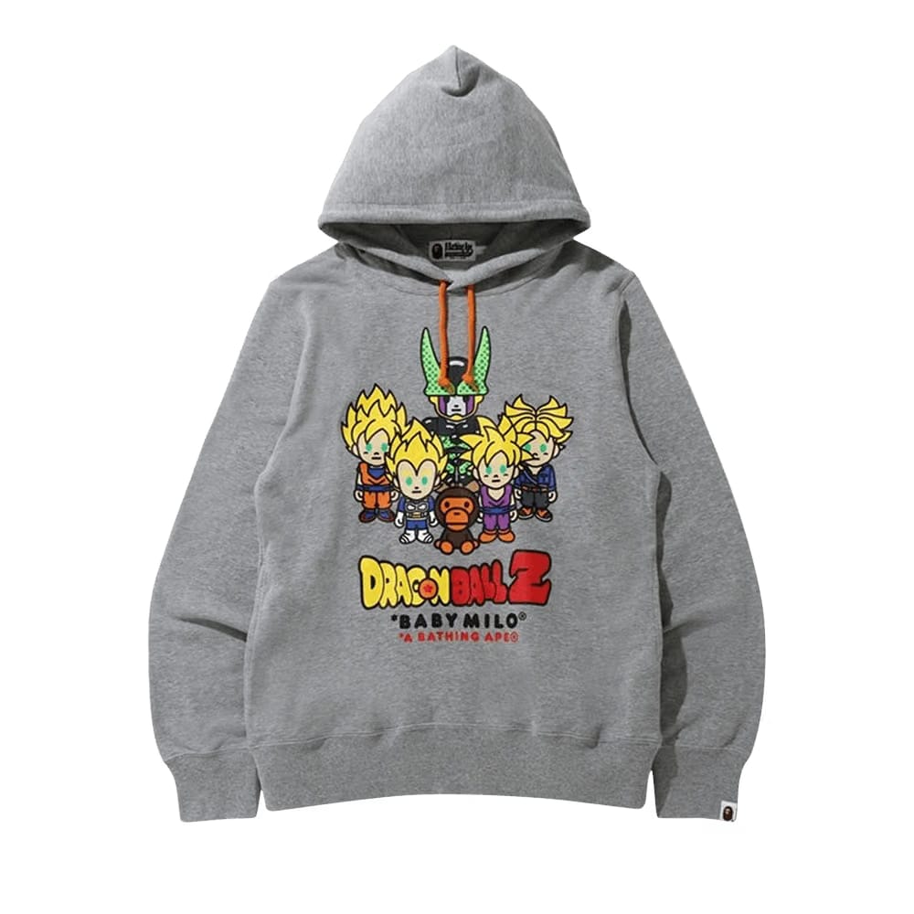 BAPE x Dragon Ball Z Baby Milo Super Saiyan & Cell Pullover Hoodie Grey