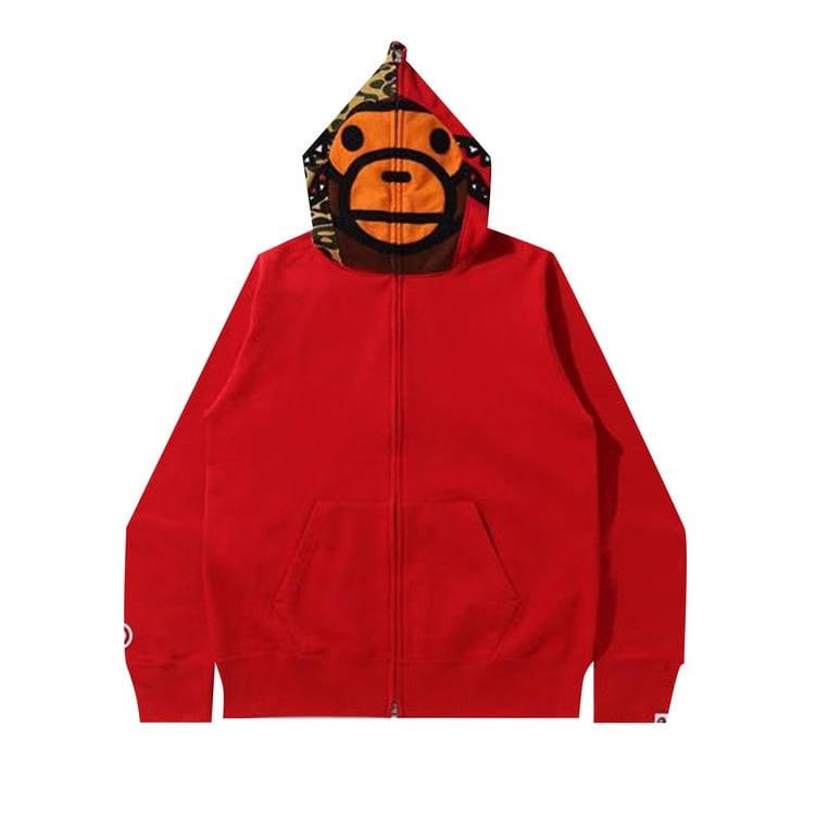 BAPE Milo Shark Full Zip Hoodie Red