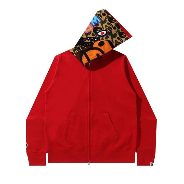 BAPE Milo Shark Full Zip Hoodie Red