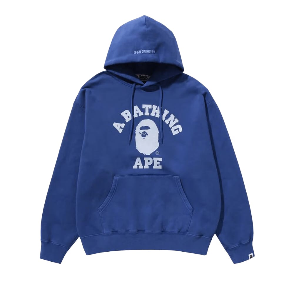 BAPE College Overdye Pullover Hoodie Blue